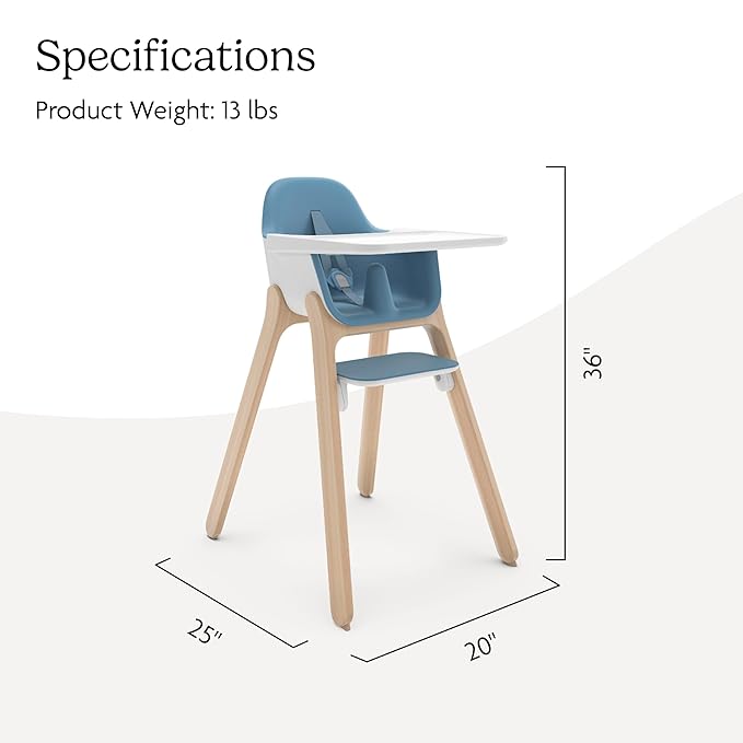 Ciro High Chair | Steel Blue/Rubberwood
