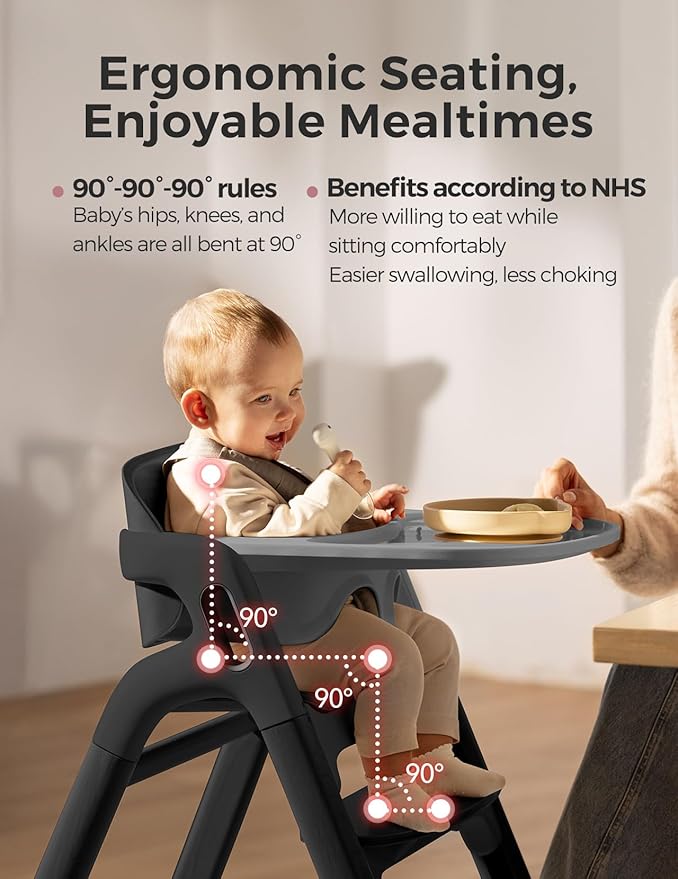 Momcozy DinerPal Wooden High Chair Midnight Black