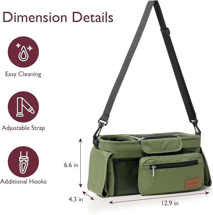 Momcozy Universal Stroller Organizer with Insulated Cup Holder