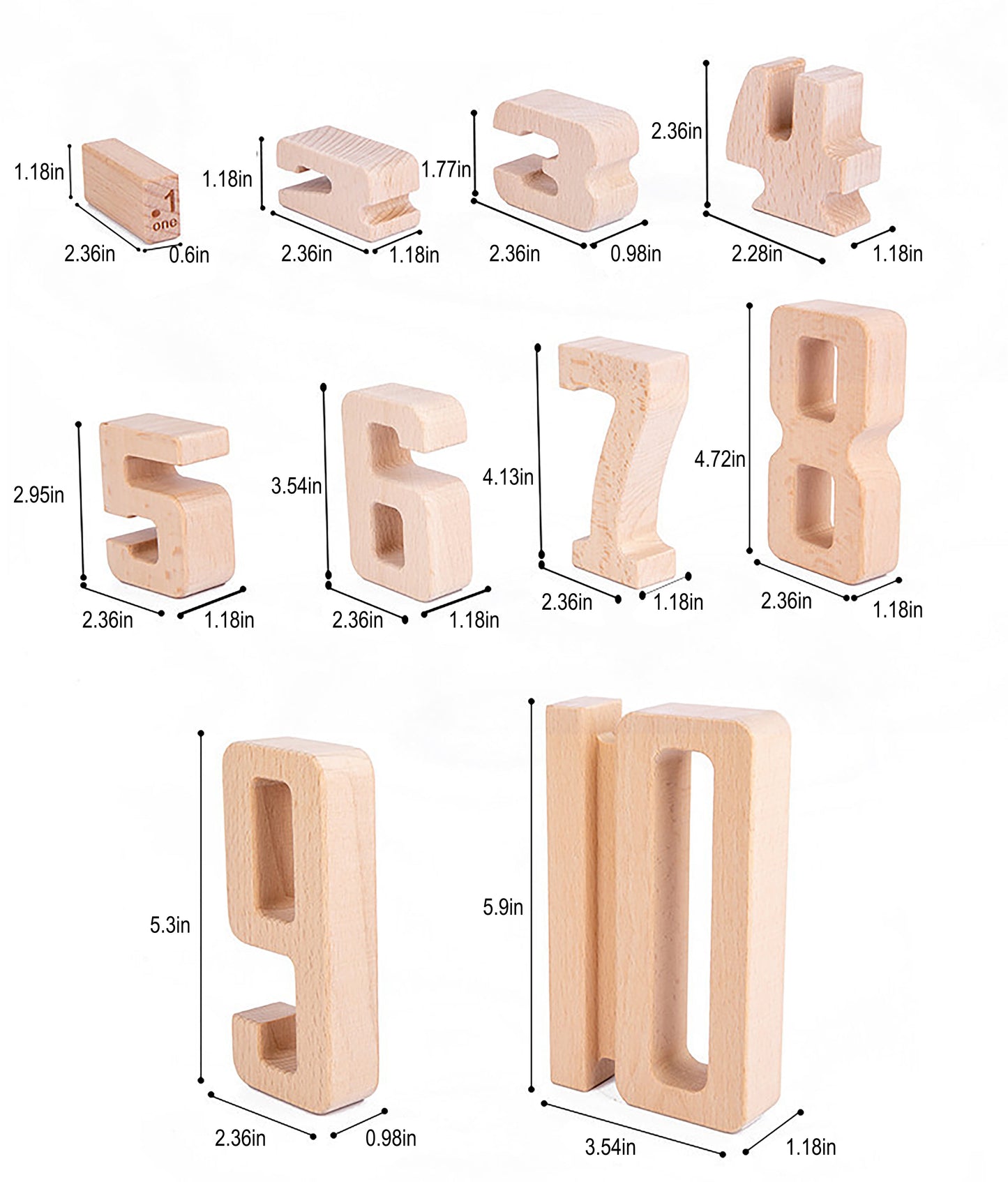 Montessori Wooden Number Height Blocks