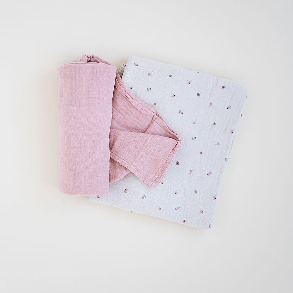 2 Pack Cotton Muslin Swaddle Blanket