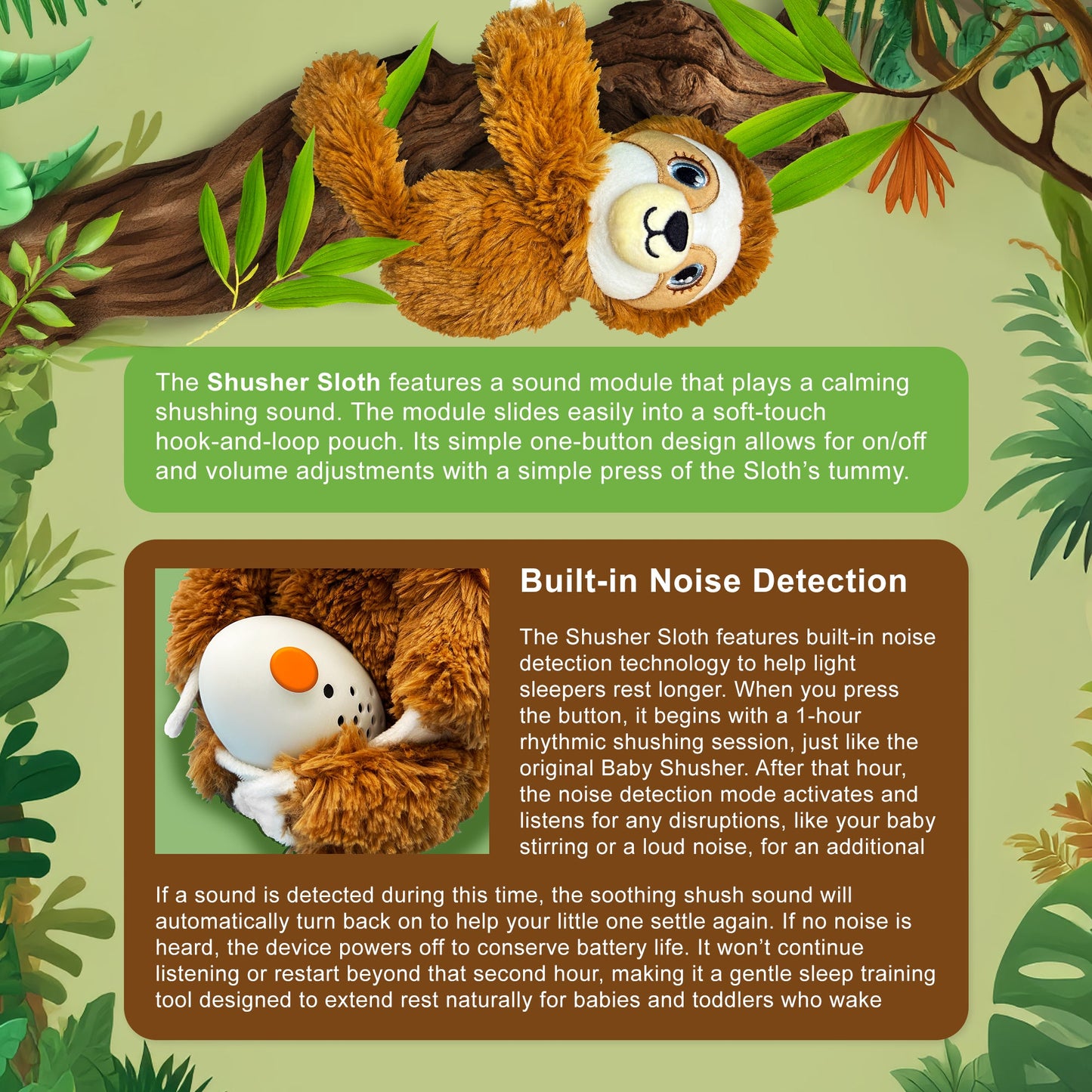 Shusher Sloth + 6-Pack Shushie™ Pacifiers