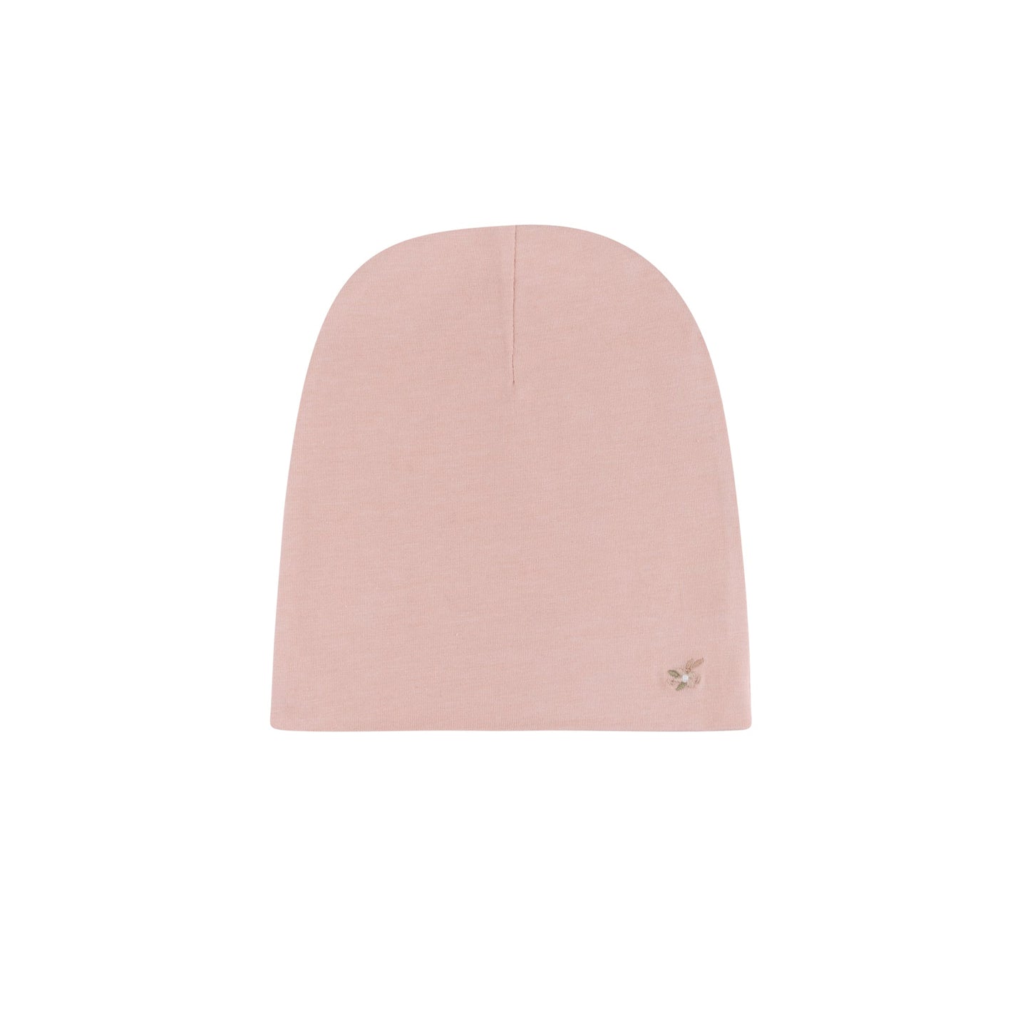 Ribbed Cotton - Embroidered Flower - Beanie