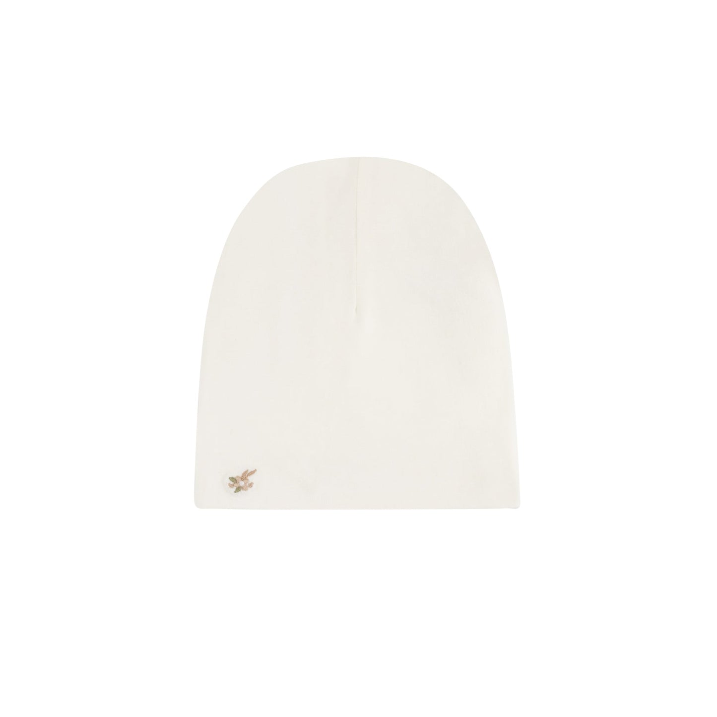 Ribbed Cotton - Embroidered Flower - Beanie