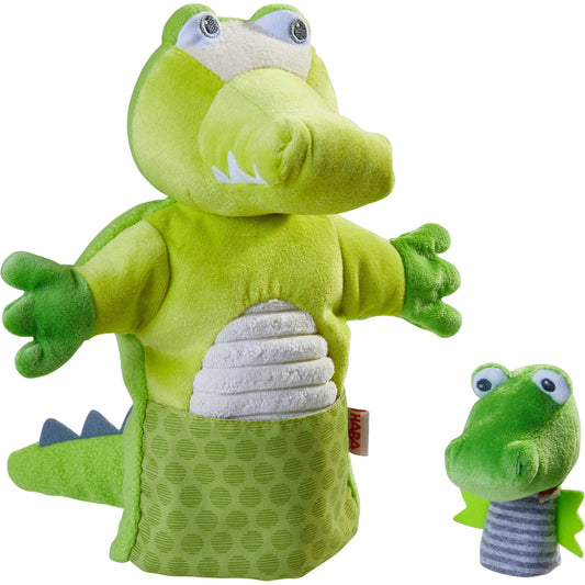 Glove Puppet Crocodile With Baby Hatchling Finger Puppet