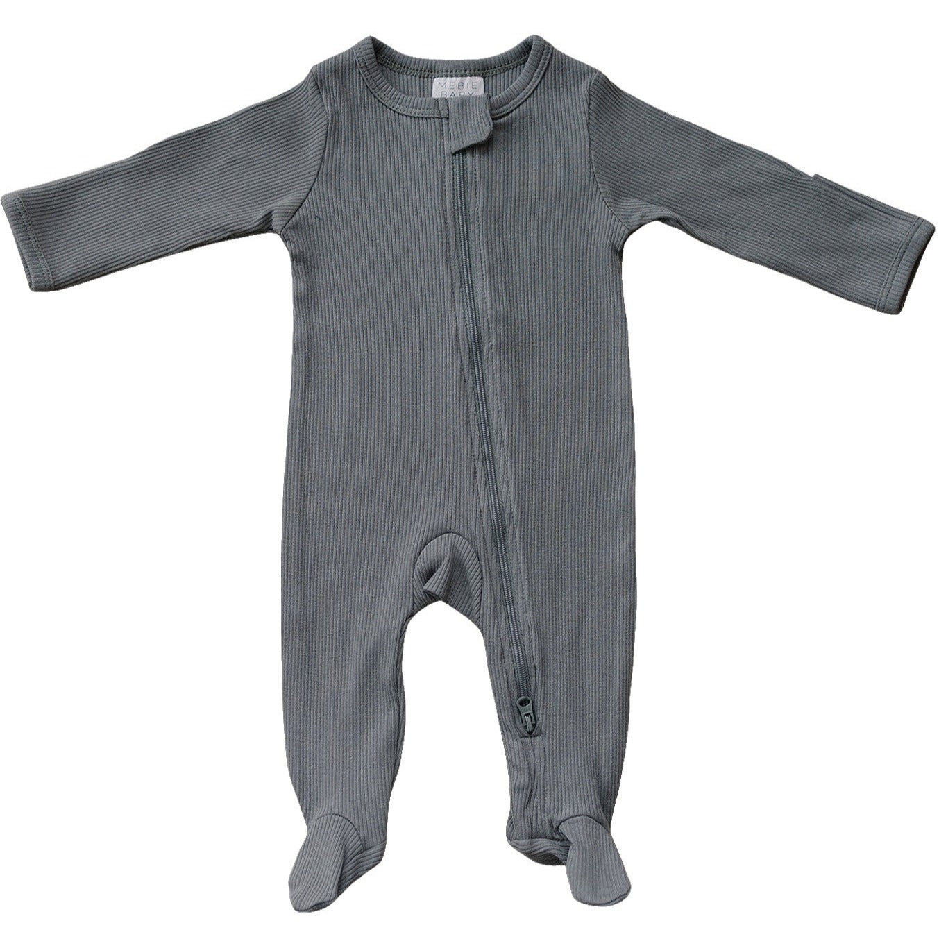 Grey Organic Cotton Ribbed Zipper