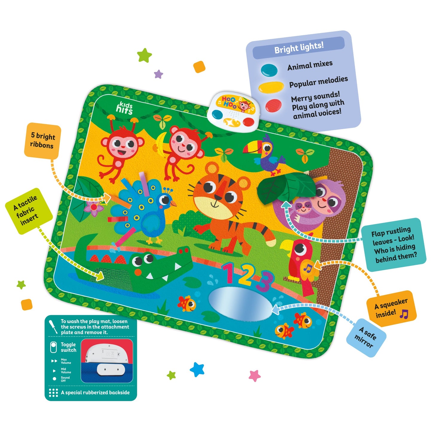 Kids Hits Educational Baby Touch and  Play Mat Toy Jungle Pals