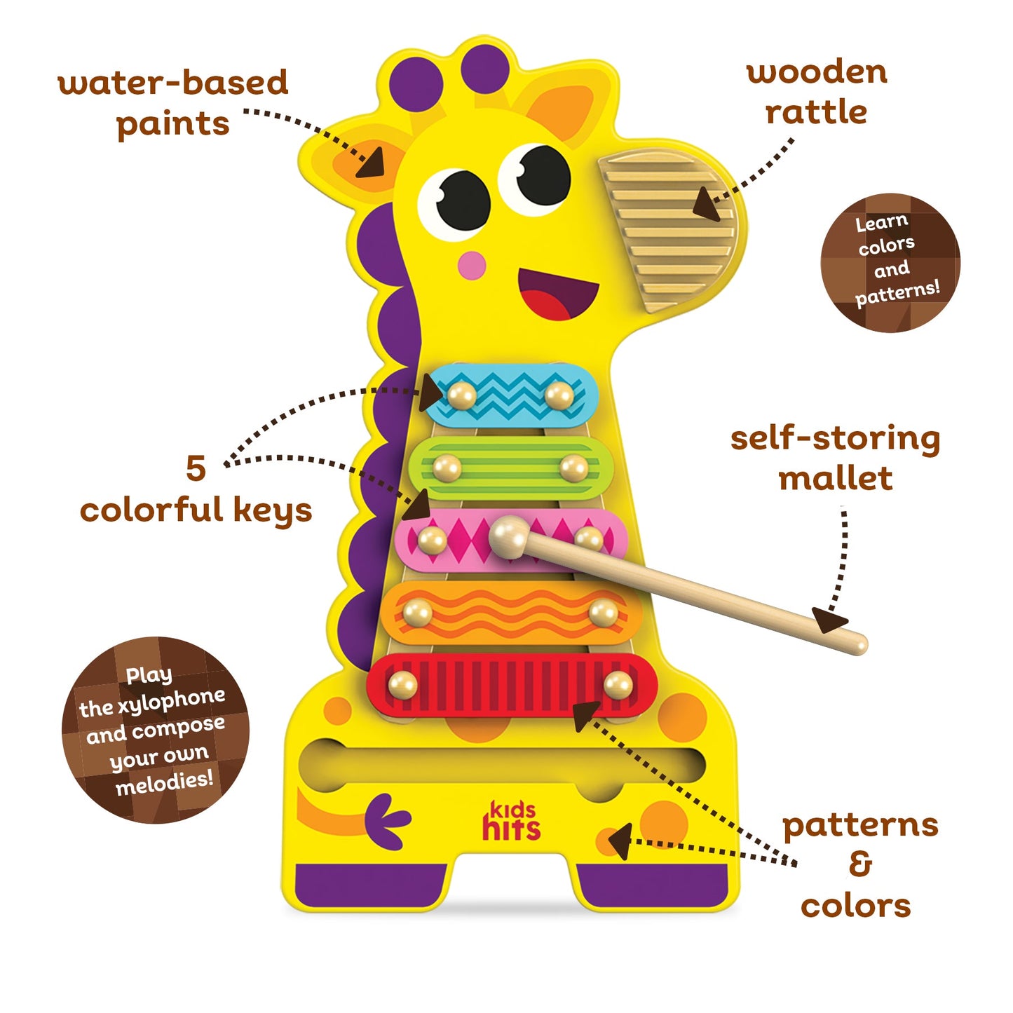 Kids Hits: Harmonize Playtime with the Wooden Giraffe Xylophone Adventure!