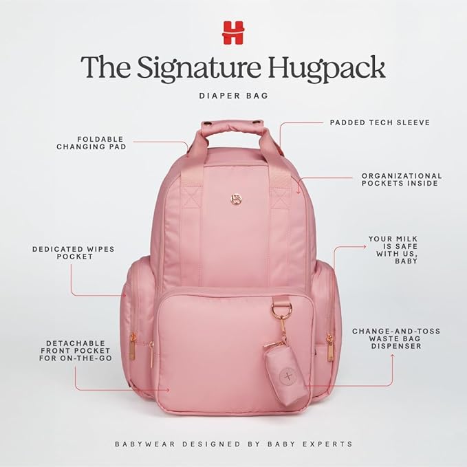 Signature Hug Pack Diaper Backpack, Bridal Rose