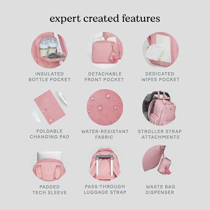 Signature Hug Pack Diaper Backpack, Bridal Rose