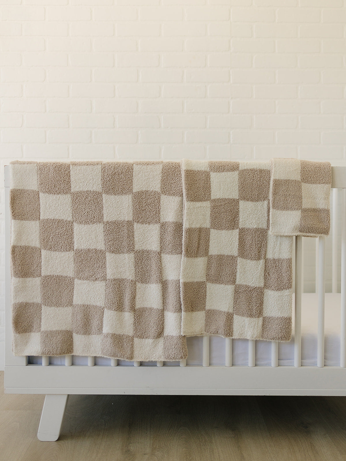 Taupe Checkered Plush Blanket