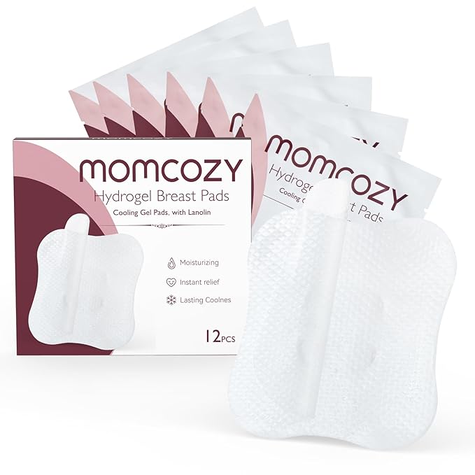 Momcozy Hydrogel Nipple Pads with Soothing Lanolin 12 PCS