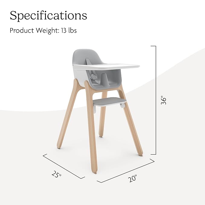 Ciro High Chair | Grey/Rubberwood