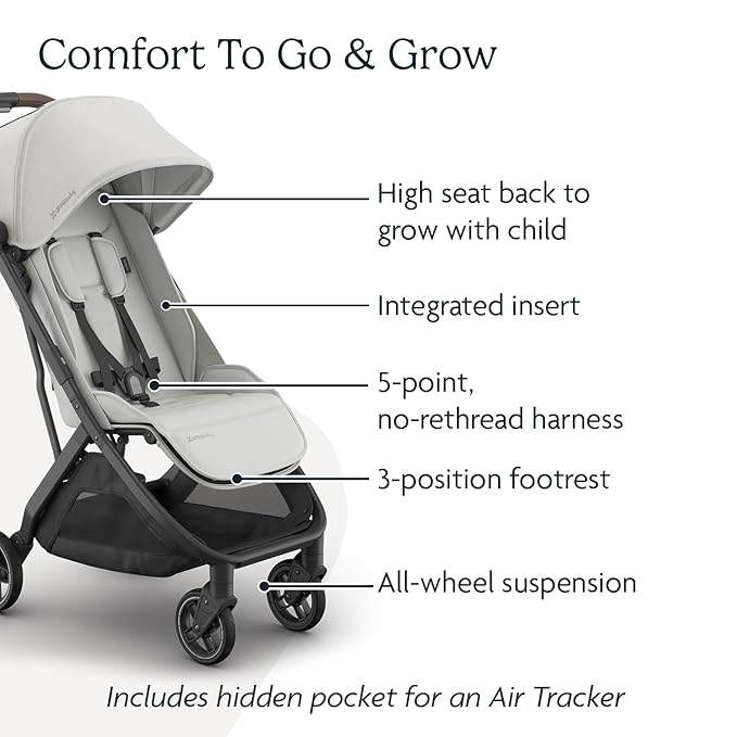 Minu V3 Travel Stroller | Pearl Gray Mélange/Carbon Frame/Chestnut Leather