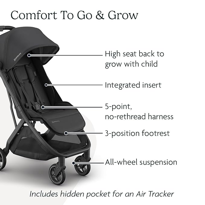 Minu V3 Travel Stroller | Charcoal/Carbon Frame/Black Leather