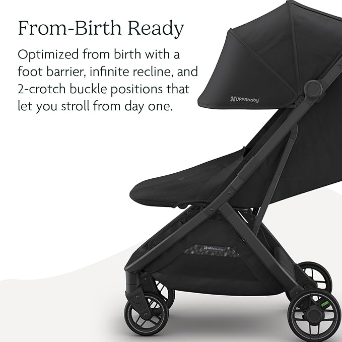 Minu V3 Travel Stroller | Charcoal/Carbon Frame/Black Leather