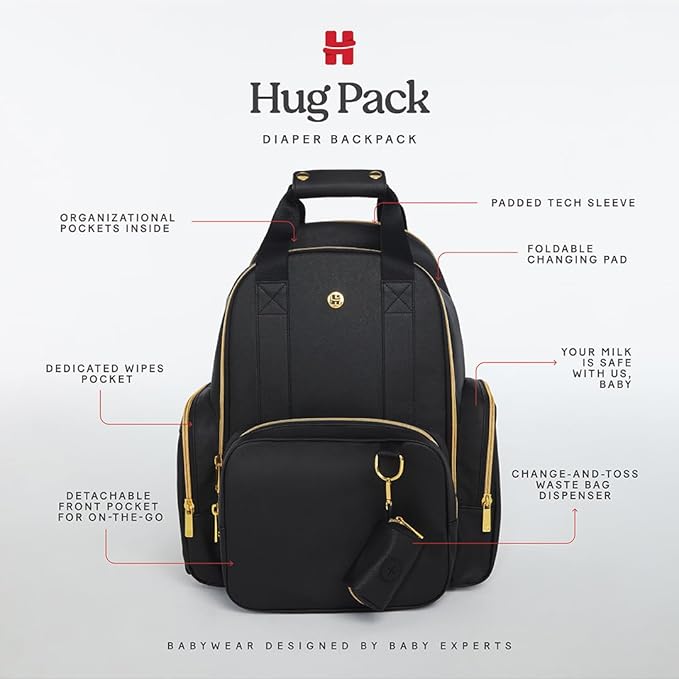 Signature Hug Pack Diaper Backpack, Cognac Leather