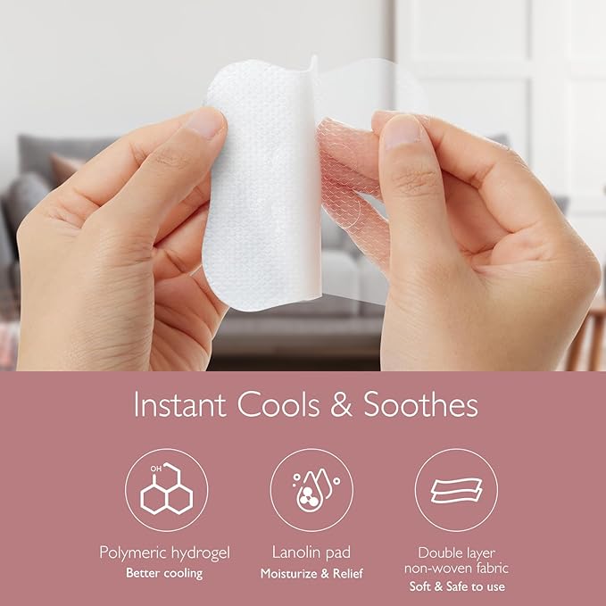 Momcozy Hydrogel Nipple Pads with Soothing Lanolin 12 PCS