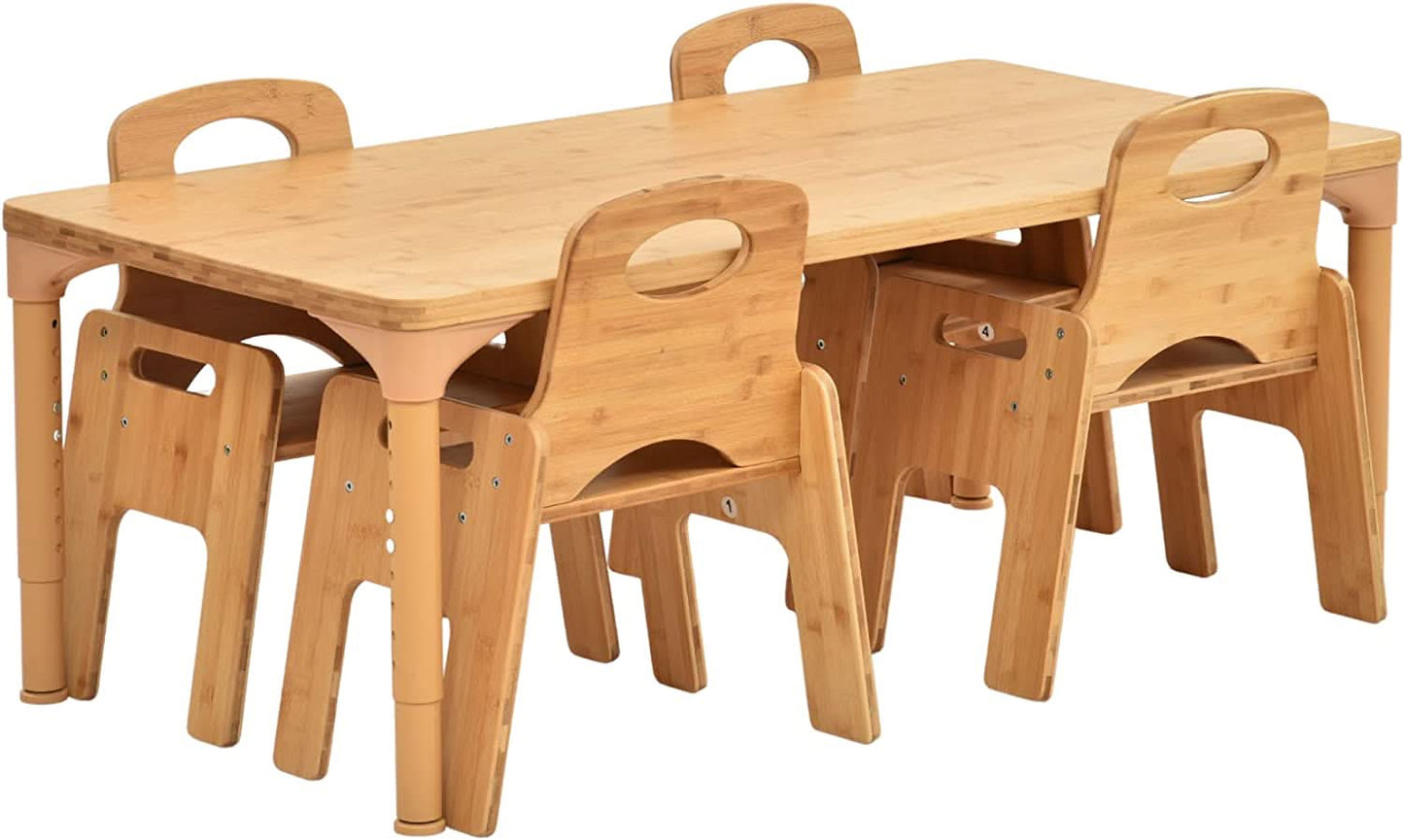 Adrian - Bamboo Toddler Table and Chair 5 Piece Set