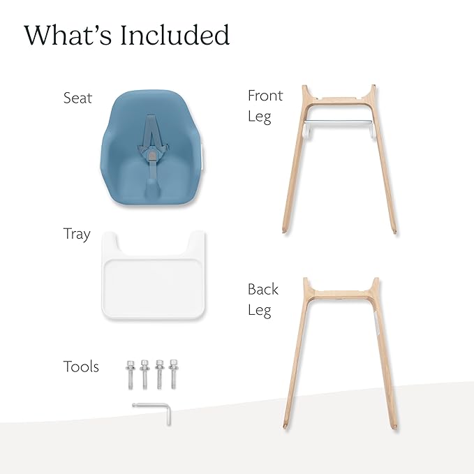 Ciro High Chair | Steel Blue/Rubberwood