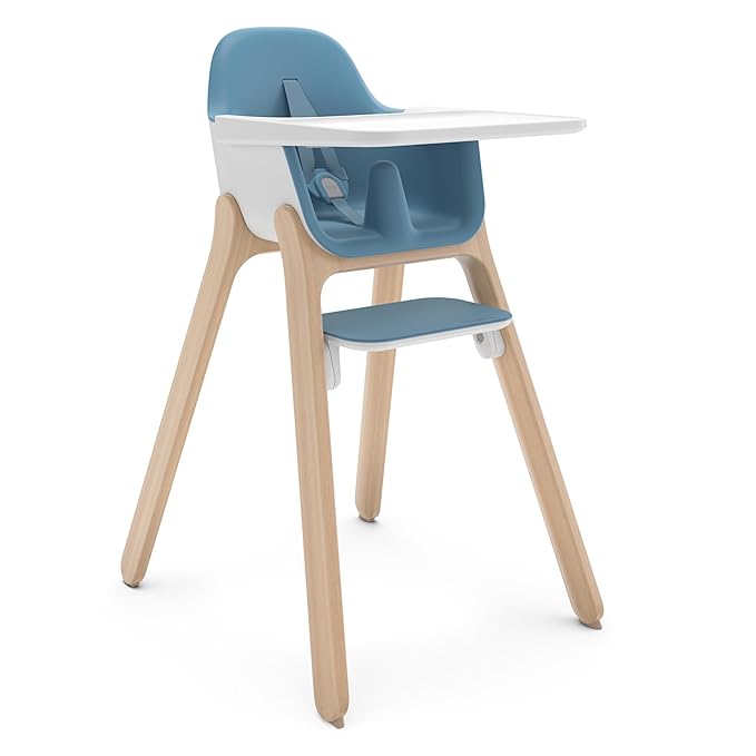 Ciro High Chair | Steel Blue/Rubberwood