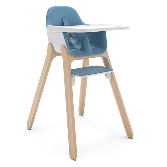 Ciro High Chair | Steel Blue/Rubberwood