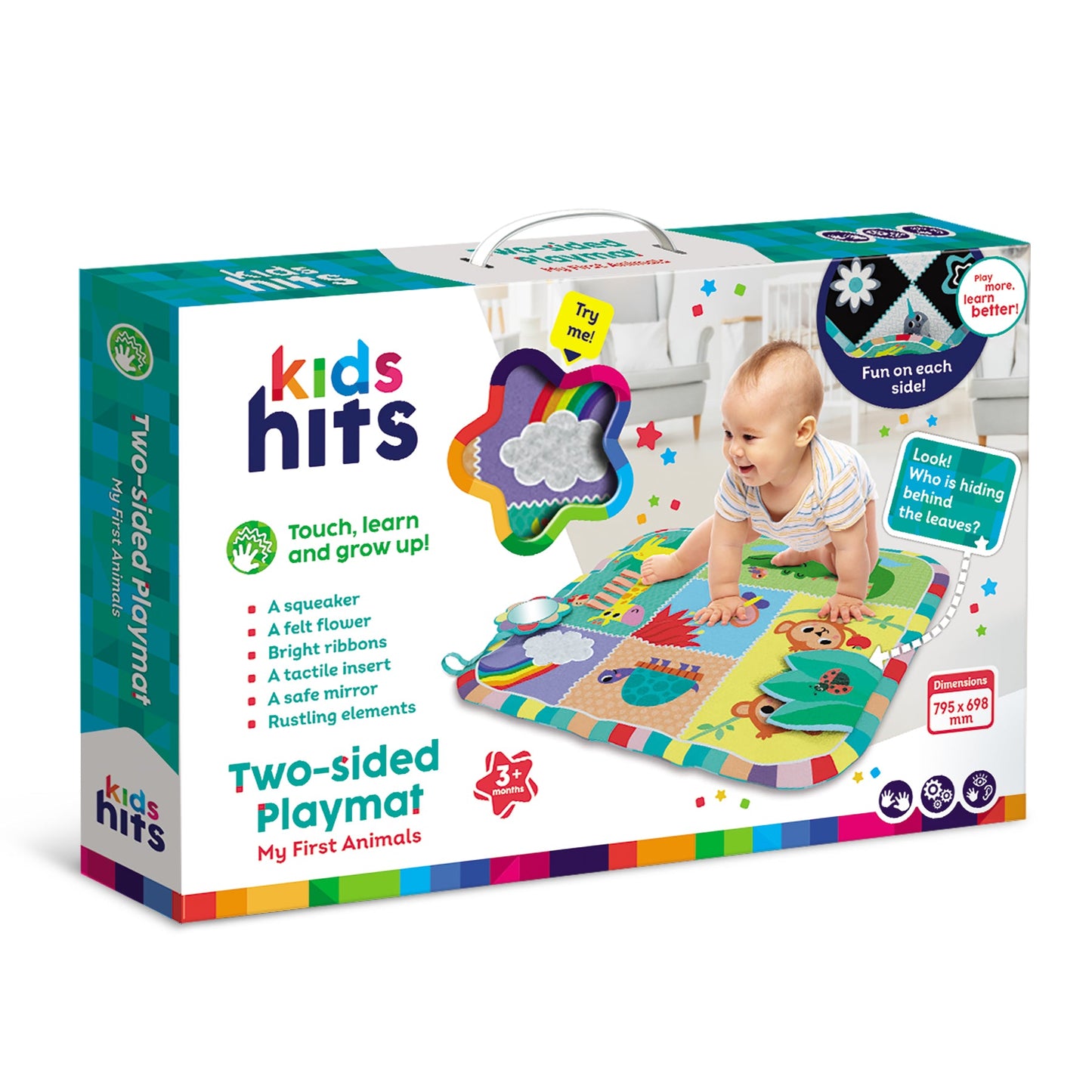 Kids Hits Educational Baby Two-sided play mat Toy My First Animals