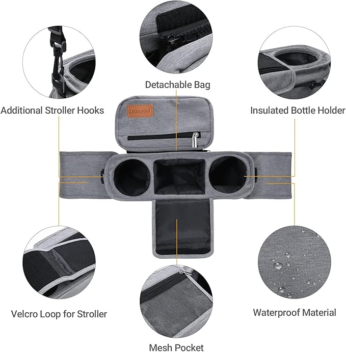 Momcozy Universal Stroller Organizer with Insulated Cup Holder