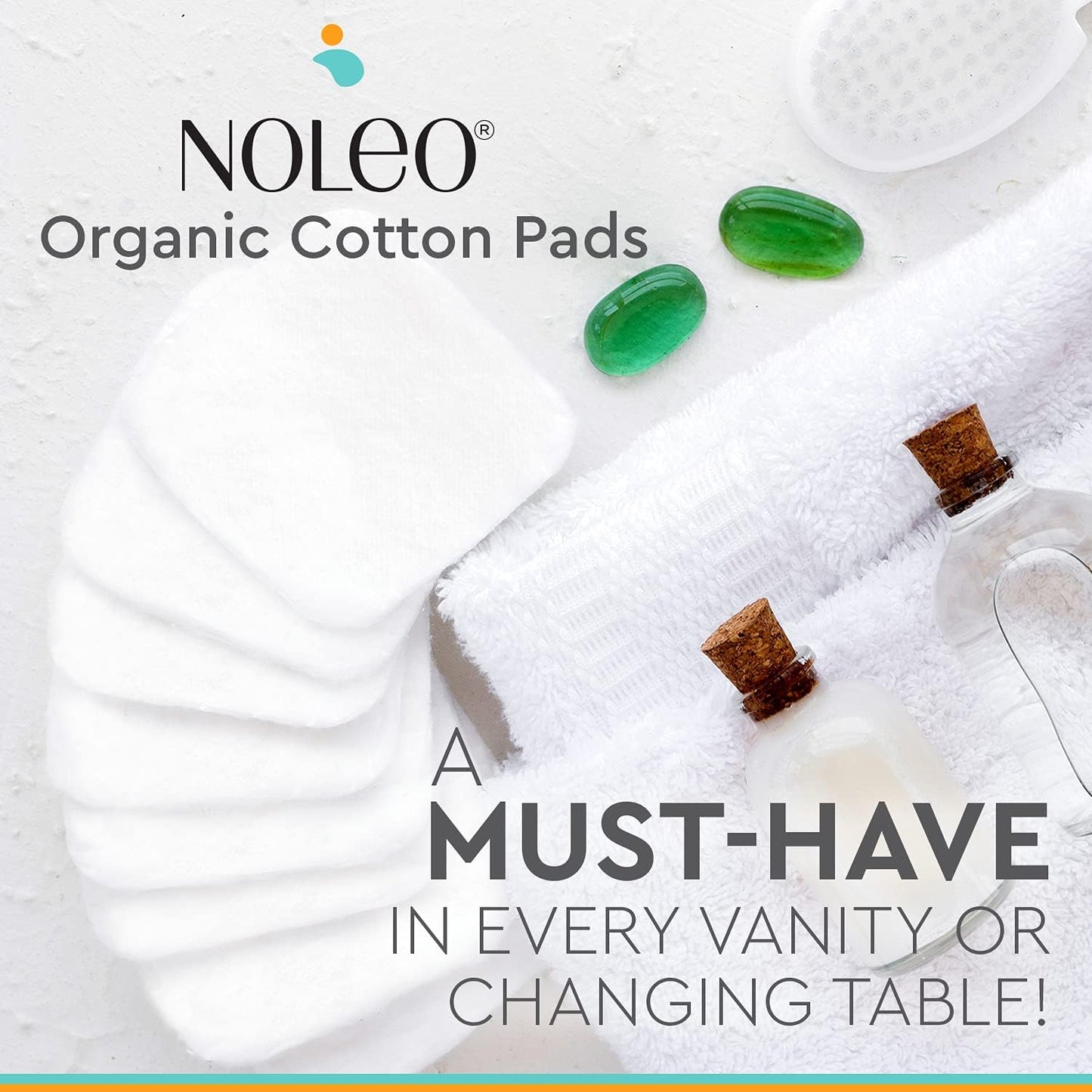 NOLEO Organic Cotton Pads (Pack of 3) - Large - Pressed