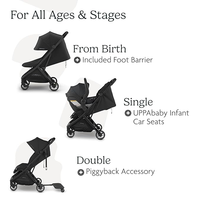 Minu V3 Travel Stroller | Stone Blue/Carbon Frame/Sand Leather