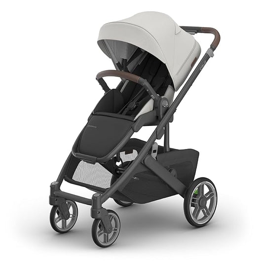 Cruz V3 Stroller | Pearl Gray Jacquard/Carbon Frame/Chestnut Leather