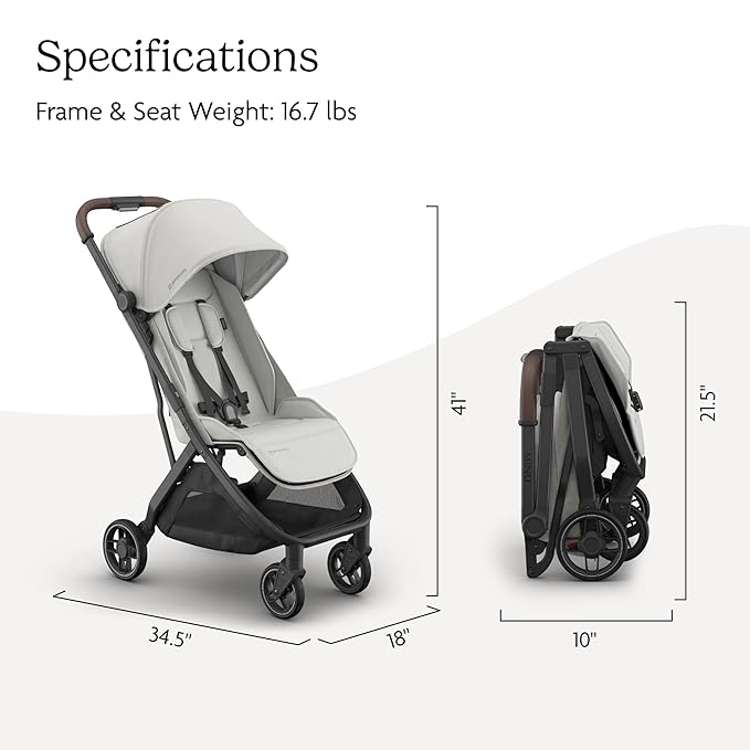 Minu V3 Travel Stroller | Pearl Gray Mélange/Carbon Frame/Chestnut Leather