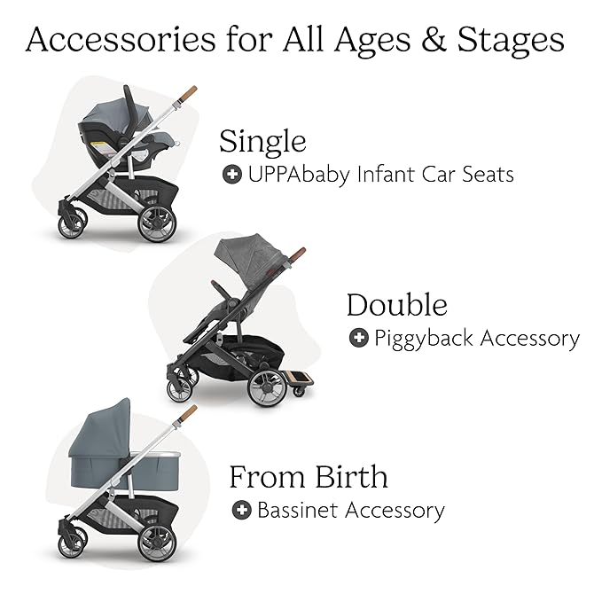 Cruz V3 Stroller | Stone Blue/Silver Frame/Sand Leather