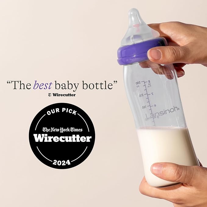 Anti-Colic Glass Baby Bottles, 8 Ounces