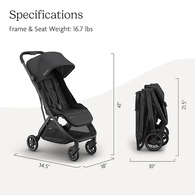 Minu V3 Travel Stroller | Charcoal/Carbon Frame/Black Leather