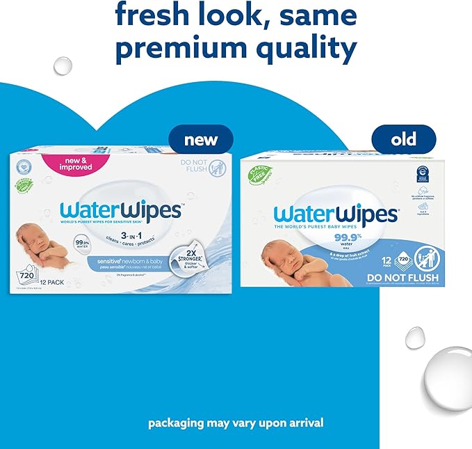 WaterWipes Sensitive+ Newborn & Baby Wipes (12 Packs)