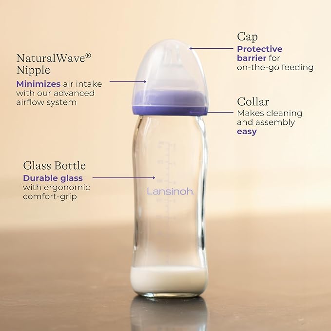Anti-Colic Glass Baby Bottles, 8 Ounces