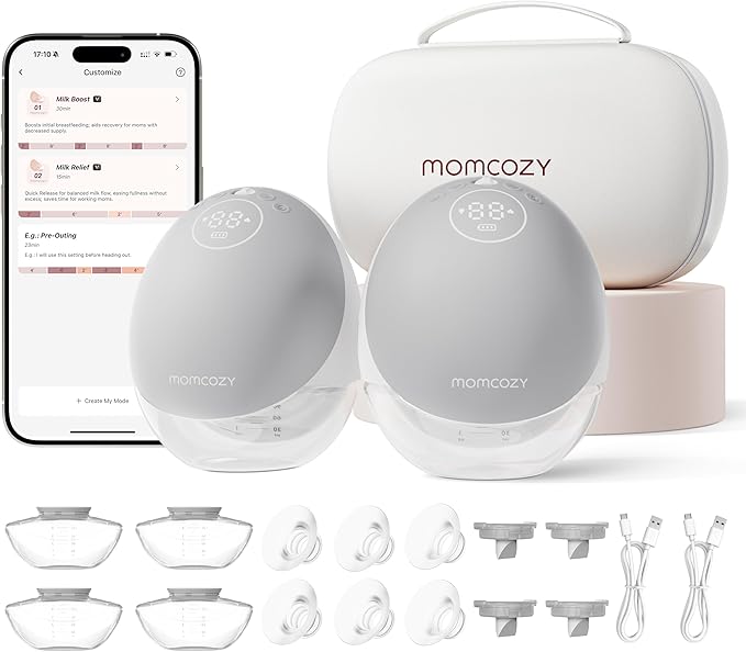 Momcozy Breast Pump Hands Free Upgraded Mobile Flow 2 Pack Gray