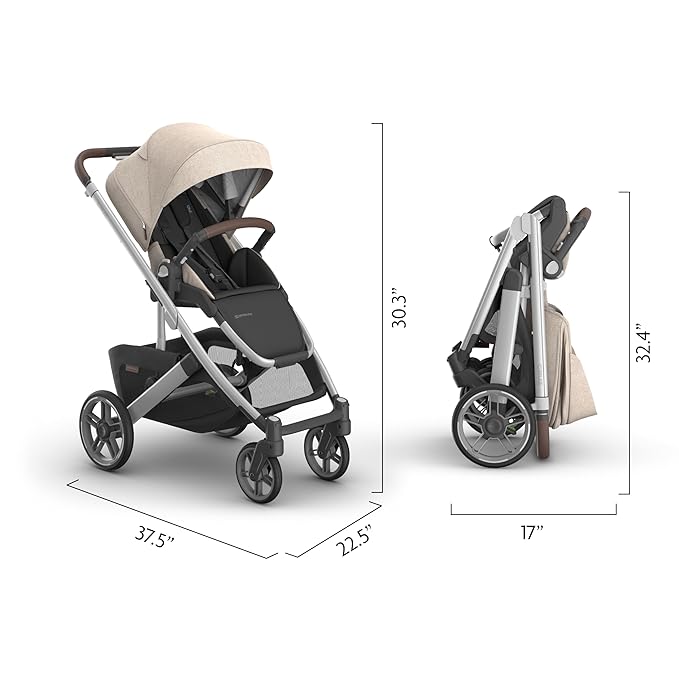 Cruz V3 Stroller | Oat Mélange/Silver Frame/Chestnut Leather