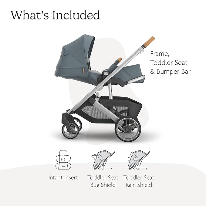 Cruz V3 Stroller | Stone Blue/Silver Frame/Sand Leather