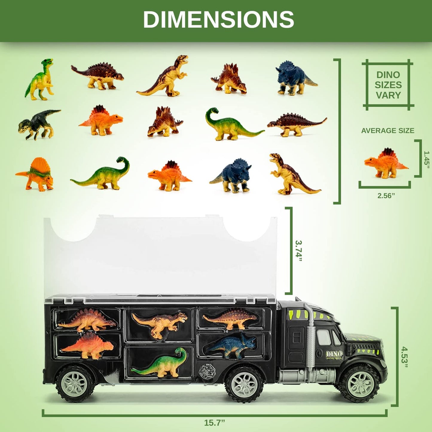 Toyvelt Dinosaurs Transport Car Carrier Truck Toy with Dinosaur Toys Inside - The Best Dinosaur Toy for Boys and Girls Ages 3,4,5, Years Old and Up