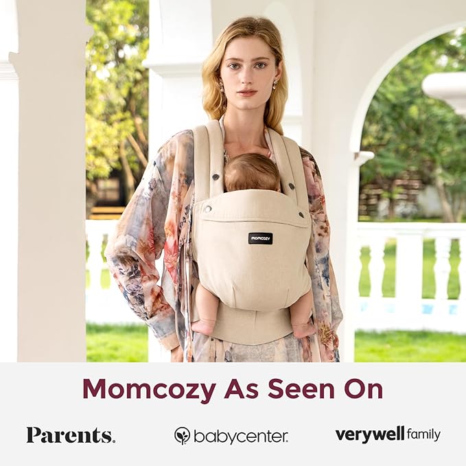 Momcozy Baby Carrier with Natural Cotton Linen Light Amber