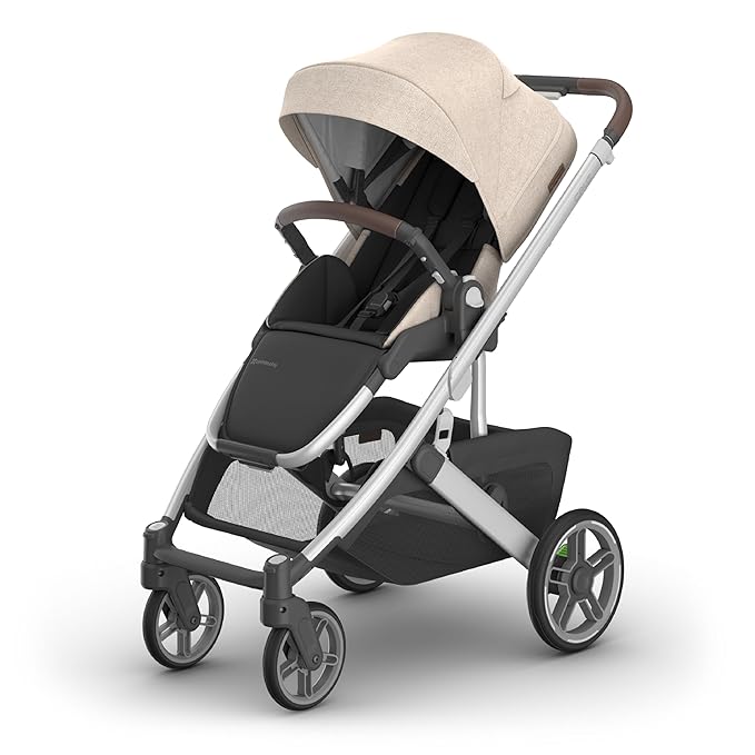 Cruz V3 Stroller | Oat Mélange/Silver Frame/Chestnut Leather