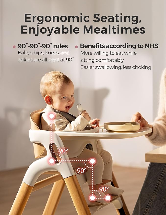Momcozy DinerPal High Chair Natural Wood