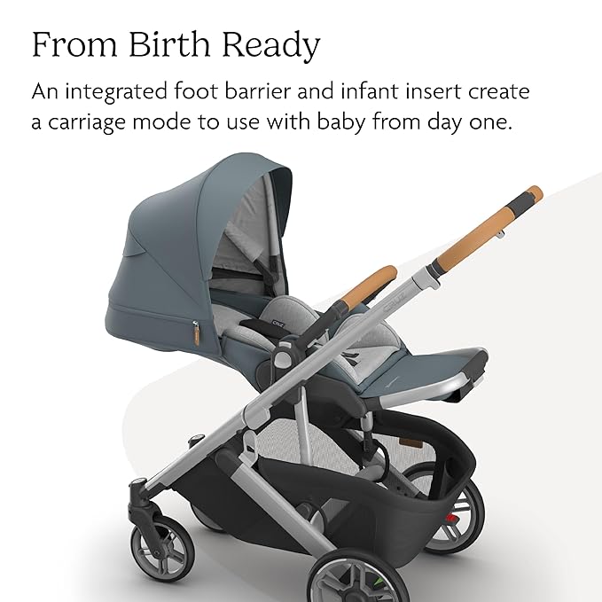 Cruz V3 Stroller | Stone Blue/Silver Frame/Sand Leather