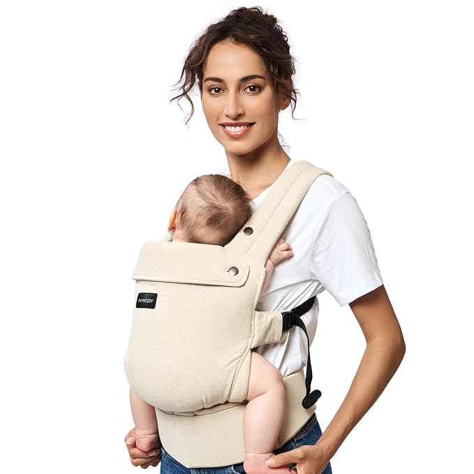Momcozy Baby Carrier with Natural Cotton Linen Light Amber