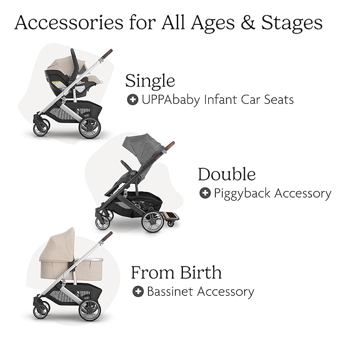 Cruz V3 Stroller | Oat Mélange/Silver Frame/Chestnut Leather