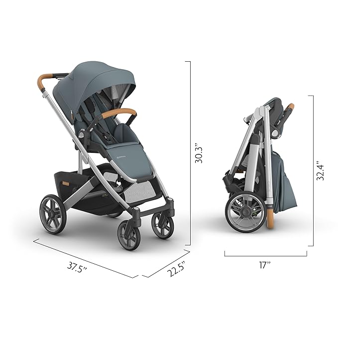 Cruz V3 Stroller | Stone Blue/Silver Frame/Sand Leather