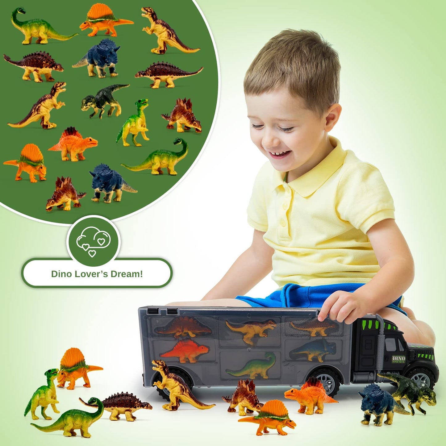 Toyvelt Dinosaurs Transport Car Carrier Truck Toy with Dinosaur Toys Inside - The Best Dinosaur Toy for Boys and Girls Ages 3,4,5, Years Old and Up