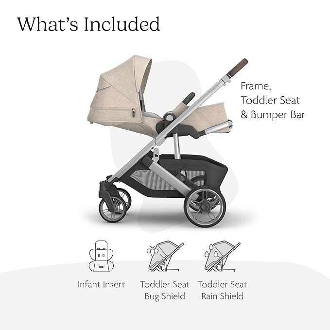 Cruz V3 Stroller | Oat Mélange/Silver Frame/Chestnut Leather
